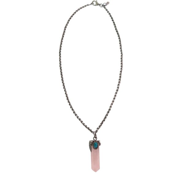 SILPADA Pink quartz pendant 925 Sterling chain necklace - Picture 5 of 6